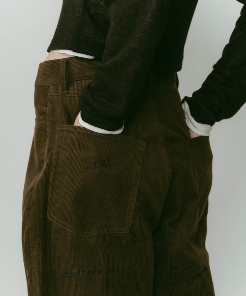 Knuth Marf(クヌースマーフ)の「【Knuth Marf】クヌースマーフ embroidered corduroy pants コーデュロイ刺繍 ワイドパンツ(その他パンツ・レディース・カーキ/アイボリー/ネイビー・M/S/XS)」の16枚目の写真