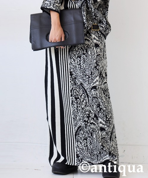 アンティカ 柄切り替えニットスカート セール】柄切り替えニットスカート（スカート）｜antiqua（アンティカ