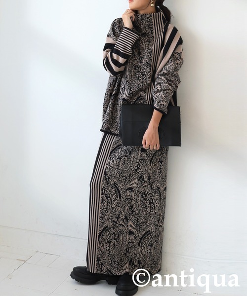 セール】柄切り替えニットスカート（スカート）｜antiqua（アンティカ