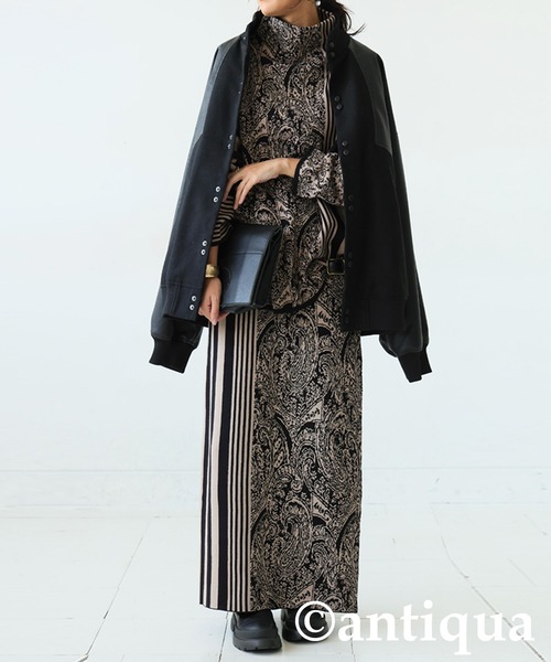 柄切り替えニットスカート（スカート）｜antiqua（アンティカ）の