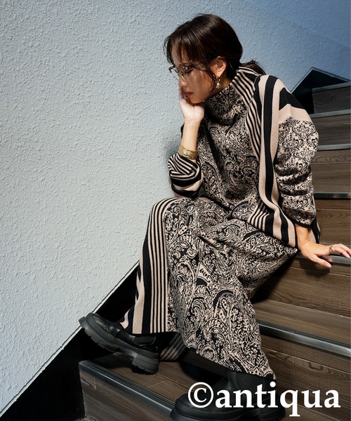 セール】柄切り替えニットスカート（スカート）｜antiqua（アンティカ