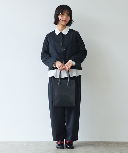 bulle de savon(ビュルデサボン)の「2/80 TWツイル タックパンツ(スラックス・レディース・ブラック/グレー・FREE)」の11枚目の写真