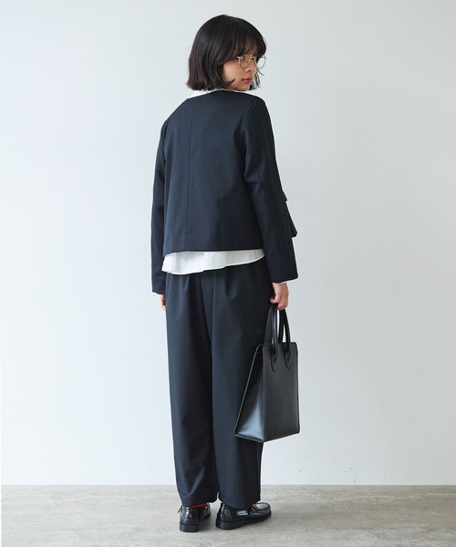 bulle de savon(ビュルデサボン)の「2/80 TWツイル タックパンツ(スラックス・レディース・ブラック/グレー・FREE)」の14枚目の写真