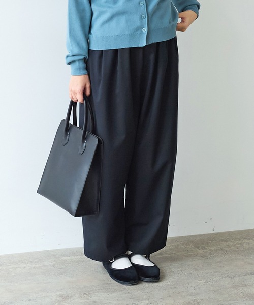 bulle de savon(ビュルデサボン)の「2/80 TWツイル タックパンツ(スラックス・レディース・ブラック/グレー・FREE)」の3枚目の写真
