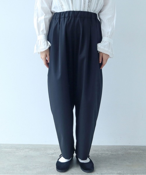 bulle de savon(ビュルデサボン)の「2/80 TWツイル タックパンツ(スラックス・レディース・ブラック/グレー・FREE)」の15枚目の写真