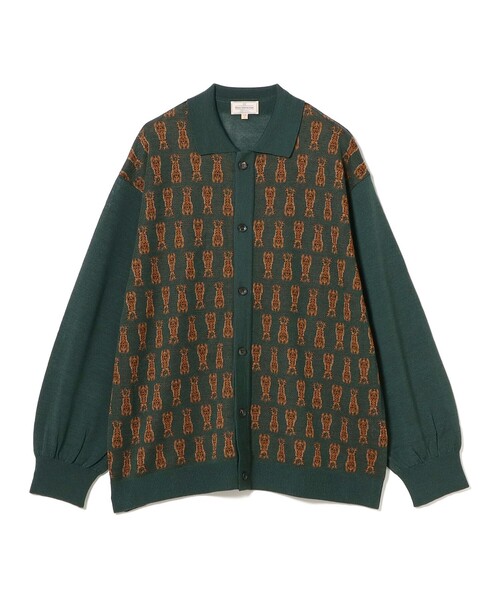 fennica(フェニカ)の「NEZU YOHINTEN / ジャカード ニットシャツ(ニット/セーター・メンズ・グリーン系その他4・MEDIUM)」の2枚目の写真
