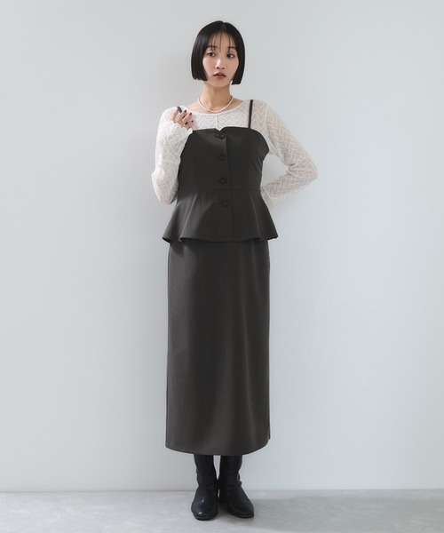 VIS（ビス）の「ビスチェドッキングライクキャミワンピース（ワンピース・レディース・グレー/ブラウン系その他・FREE）」の3枚目の写真