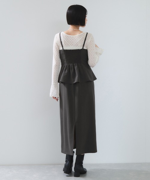 VIS（ビス）の「ビスチェドッキングライクキャミワンピース（ワンピース・レディース・グレー/ブラウン系その他・FREE）」の7枚目の写真