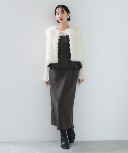 VIS（ビス）の「ビスチェドッキングライクキャミワンピース（ワンピース・レディース・グレー/ブラウン系その他・FREE）」の9枚目の写真