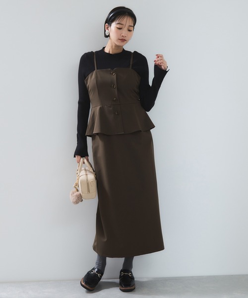 VIS（ビス）の「ビスチェドッキングライクキャミワンピース（ワンピース・レディース・グレー/ブラウン系その他・FREE）」の14枚目の写真