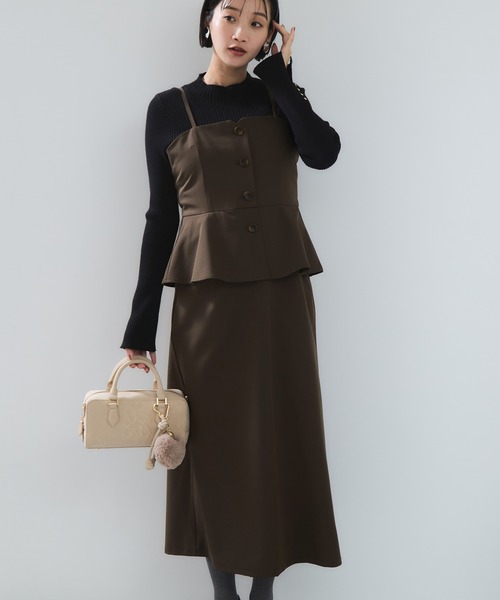 VIS（ビス）の「ビスチェドッキングライクキャミワンピース（ワンピース・レディース・グレー/ブラウン系その他・FREE）」の15枚目の写真