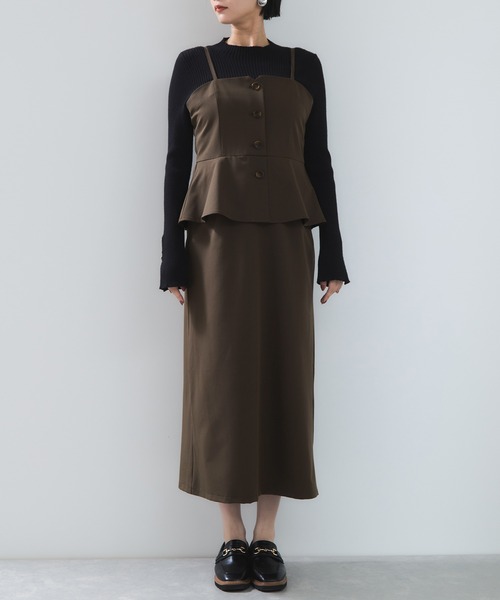 VIS（ビス）の「ビスチェドッキングライクキャミワンピース（ワンピース・レディース・グレー/ブラウン系その他・FREE）」の16枚目の写真