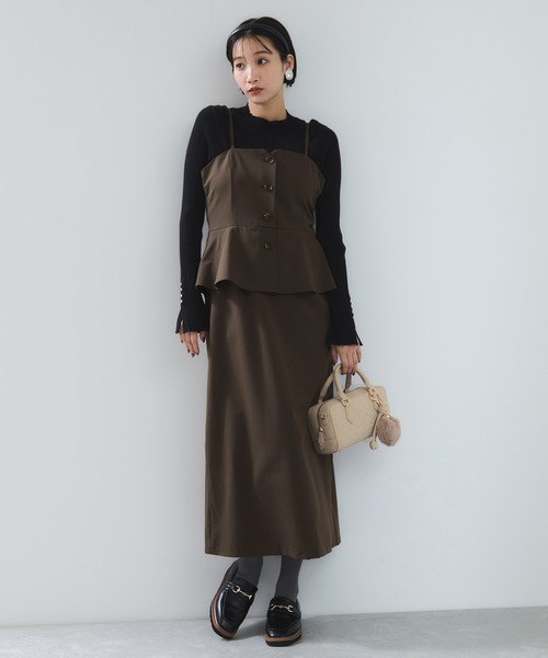 VIS（ビス）の「ビスチェドッキングライクキャミワンピース（ワンピース・レディース・グレー/ブラウン系その他・FREE）」の11枚目の写真