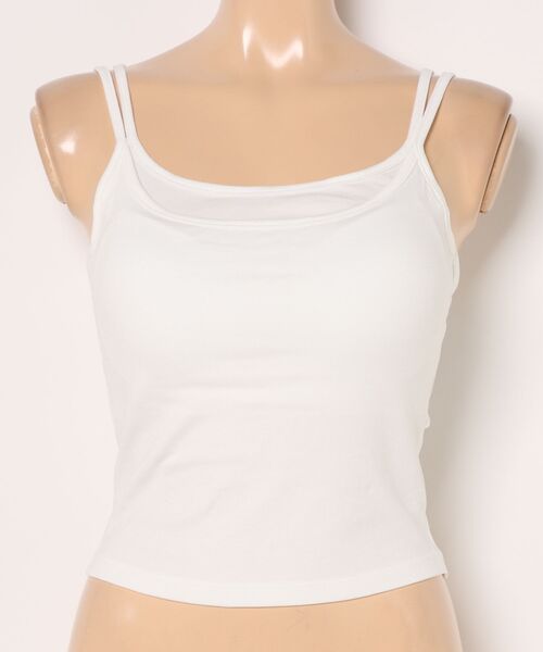 セール】フェイク レイヤード カップ付き ベーシック キャミソール