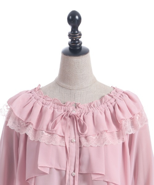 axes femme POETIQUE（アクシーズファムポエティック）の「オフショルシフォンＢＬ（シャツ/ブラウス・レディース・ピンク/ホワイト/ブラック・MEDIUM）」の10枚目の写真