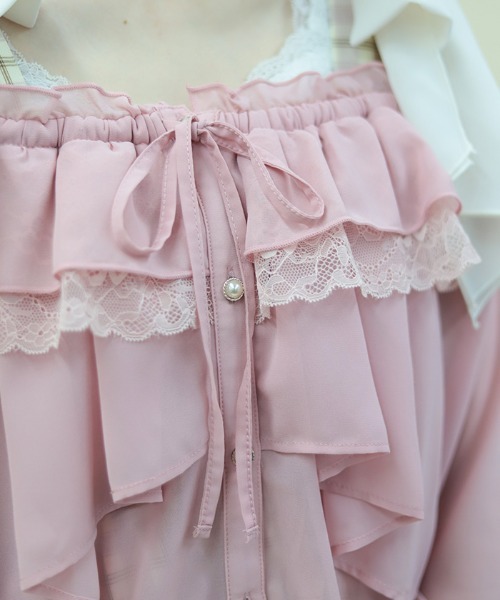 axes femme POETIQUE（アクシーズファムポエティック）の「オフショルシフォンＢＬ（シャツ/ブラウス・レディース・ピンク/ホワイト/ブラック・MEDIUM）」の15枚目の写真