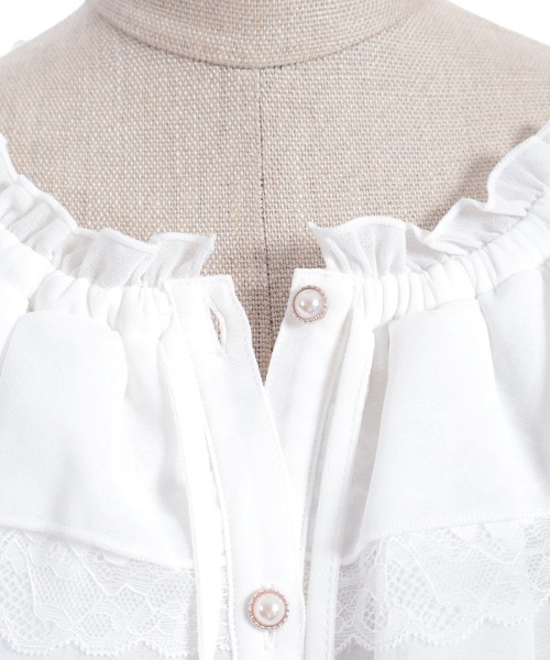 axes femme POETIQUE（アクシーズファムポエティック）の「オフショルシフォンＢＬ（シャツ/ブラウス・レディース・ピンク/ホワイト/ブラック・MEDIUM）」の19枚目の写真