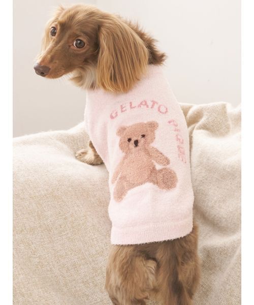 gelato pique（ジェラートピケ）の「【CAT&DOG】ベアジャガードプルオーバー（ペットウェア・レディース・ピンク/オフホワイト/ネイビー・S/L/M）」の3枚目の写真