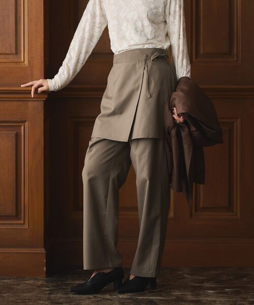 CRAFT STANDARD BOUTIQUE（クラフトスタンダードブティック）の「レイヤードデザインパンツ（その他パンツ・レディース・チャコールグレー/ブラウン/ベージュ・FREE）」の3枚目の写真