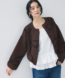 VIS | リボンモチーフジャガードカーディガン/イージーケア(カーディガン/ボレロ)