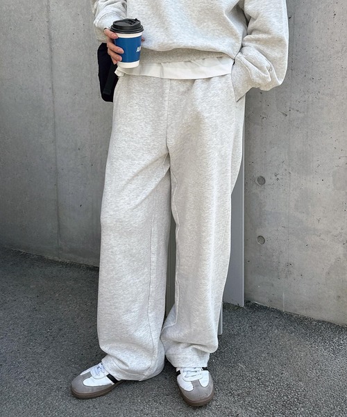 セール】後ろポケットロゴ刺繍スウェットカーブパンツ（スウェット