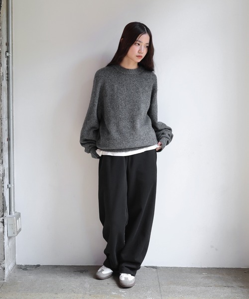 セール】後ろポケットロゴ刺繍スウェットカーブパンツ（スウェット
