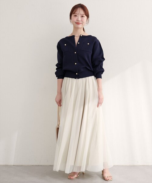 natural couture(ナチュラルクチュール)の「【WEB限定】ポリニット金釦ポケ付きカーディガン(カーディガン/ボレロ・レディース・ネイビー/モカ/レッド/チャコールグレー/オフホワイト/ブラック/ピンクベージュ・FREE)」の21枚目の写真