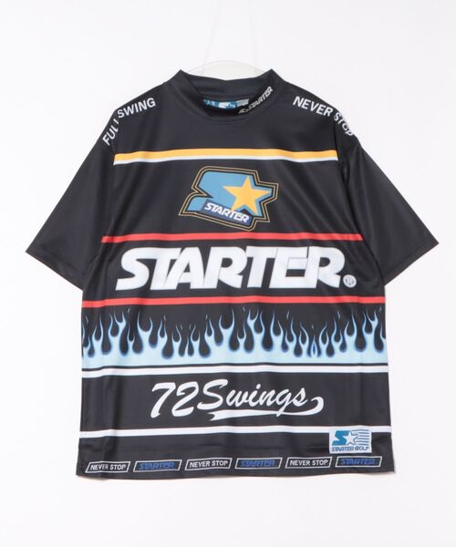 STARTER（スターター）の「【STARTER GOLF】スターターゴルフ ロゴファイヤーパターンモックネック半袖Tシャツ SG-123002（Tシャツ/カットソー・メンズ・ホワイト/ブラック・L/M）」の2枚目の写真