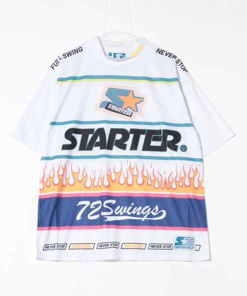 STARTER（スターター）の「【STARTER GOLF】スターターゴルフ ロゴファイヤーパターンモックネック半袖Tシャツ SG-123002（Tシャツ/カットソー・メンズ・ホワイト/ブラック・L/M）」の3枚目の写真