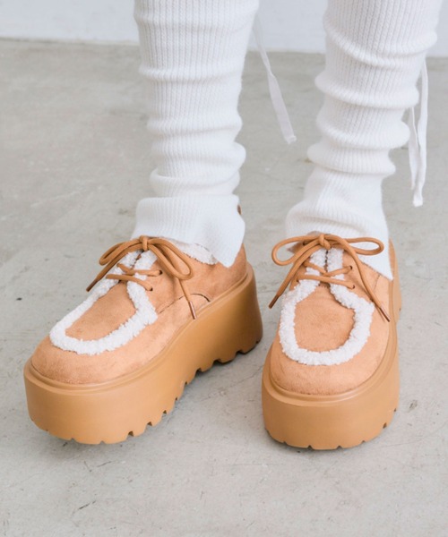 OLIVE des OLIVE ブラウン厚底シューズ Lサイズ OLIVE des OLIVE（オリーブデオリーブ）の「厚底レースアップシューズ