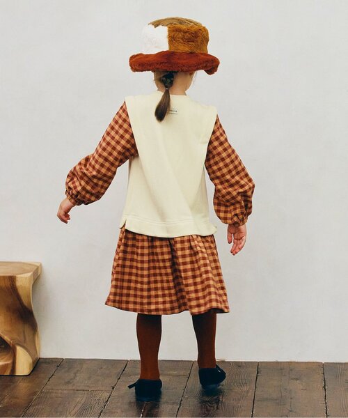 p.premier(ピードットプルミエ)の「【リンク/ジュニア対応】ベストとくっつきワンピース(ワンピース・キッズ・アイボリー/ベージュ/ダークブラウン・80/90/100/110/120/130/140)」の7枚目の写真