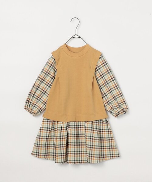 p.premier(ピードットプルミエ)の「【リンク/ジュニア対応】ベストとくっつきワンピース(ワンピース・キッズ・アイボリー/ベージュ/ダークブラウン・80/90/100/110/120/130/140)」の9枚目の写真