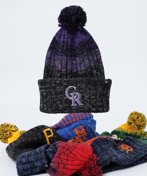 '47(フォーティーセブン)の「MLB公認 ’47BRAND ポンポン ニットキャップ(ニットキャップ/ビーニー・レディース・ブラック/ネイビー系/ダークグリーン/ブラック系/ネイビー/ロイヤルブルー・FREE)」の2枚目の写真