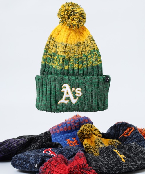 '47(フォーティーセブン)の「MLB公認 ’47BRAND ポンポン ニットキャップ(ニットキャップ/ビーニー・レディース・ブラック/ネイビー系/ダークグリーン/ブラック系/ネイビー/ロイヤルブルー・FREE)」の4枚目の写真