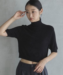 【ハンドウォッシャブル】ベロアモールハイネックニット