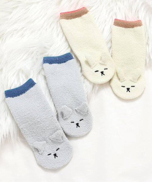 BREEZE（ブリーズ）の「FUN!FAN!ANIMAL　マシュマロハイソックス（ベビーシューズ/ベビーソックス・キッズ・アイボリー/グレー・9/12）」の9枚目の写真