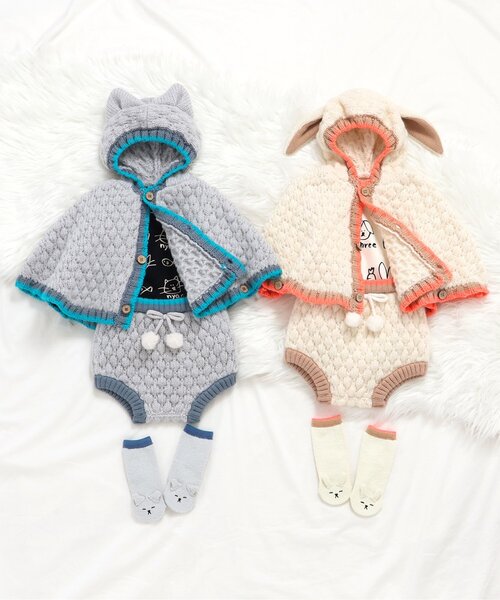 BREEZE（ブリーズ）の「FUN!FAN!ANIMAL　マシュマロハイソックス（ベビーシューズ/ベビーソックス・キッズ・アイボリー/グレー・9/12）」の10枚目の写真