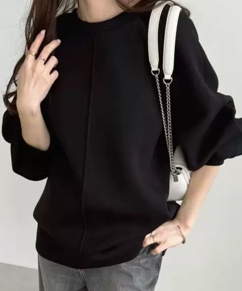 SPIGA（スピーガ）の「ノーカラージップアップスウェットジャケット（その他アウター・レディース・グレー/アイボリー/ブラック・FREE）」の4枚目の写真