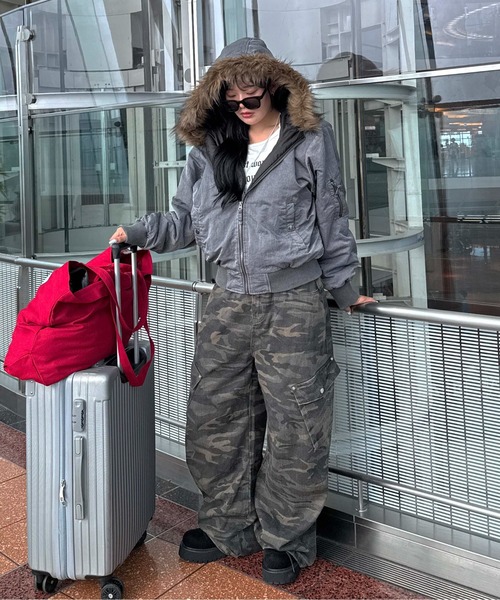 希少 ファーフード MA-1 ボンバージャケット パーカー 黒 ma1 ma-1