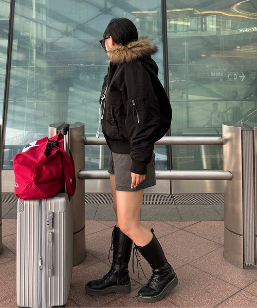 sedacle(セダクル)の「3wayフェイクファーフードMA1(MA-1・メンズ・ボルドー/グレー/ブラック・SMALL/MEDIUM/LARGE)」の16枚目の写真