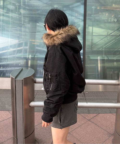 sedacle(セダクル)の「3wayフェイクファーフードMA1(MA-1・メンズ・ボルドー/グレー/ブラック・SMALL/MEDIUM/LARGE)」の7枚目の写真