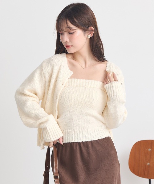 earth music&ecology(アースミュージックアンドエコロジー)の「SET2点フラワースパンコールカーデ+ビスチェ(カーディガン/ボレロ・レディース・ブラック/ブルー/杢グレー/アイボリー・FREE)」の18枚目の写真