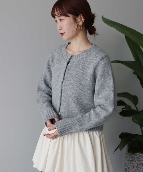 earth music&ecology(アースミュージックアンドエコロジー)の「SET2点フラワースパンコールカーデ+ビスチェ(カーディガン/ボレロ・レディース・ブラック/ブルー/杢グレー/アイボリー・FREE)」の5枚目の写真