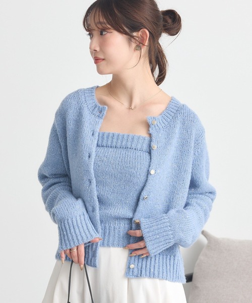 earth music&ecology(アースミュージックアンドエコロジー)の「SET2点フラワースパンコールカーデ+ビスチェ(カーディガン/ボレロ・レディース・ブラック/ブルー/杢グレー/アイボリー・FREE)」の20枚目の写真