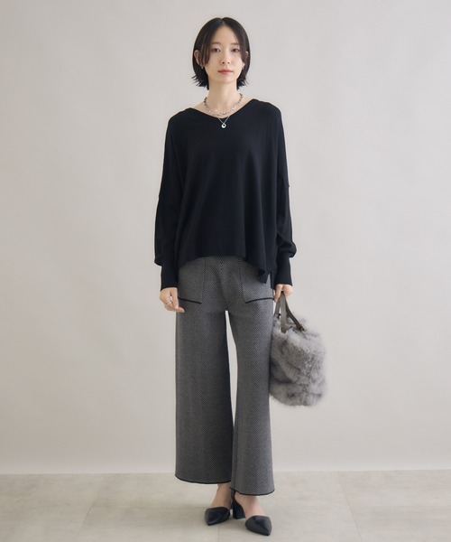 Paradise Picnic(パラダイスピクニック)の「cloche 前後2WAYニット(ニット/セーター・レディース・ブラック/チャコールグレー/キャメル・FREE)」の18枚目の写真