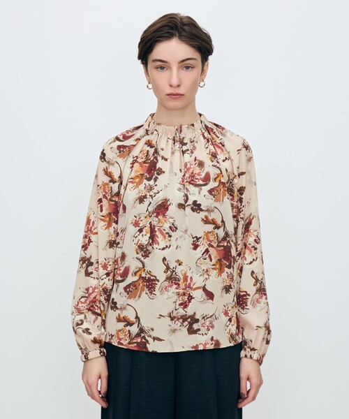 トゥモローランドコレクション プリントネックギャザーブラウス 楽天