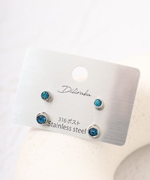 Diliraba（ディリラバ）の「Diliraba 4点セット ストーン ピアス 金属アレルギー対応 ステンレス ユニセックス 男女兼用（ピアス（両耳用））」