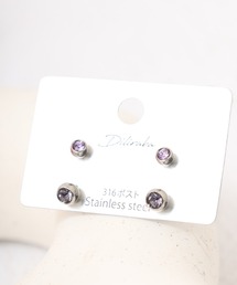 Diliraba（ディリラバ）の「Diliraba 4点セット ストーン ピアス 金属アレルギー対応 ステンレス ユニセックス 男女兼用（ピアス（両耳用））」