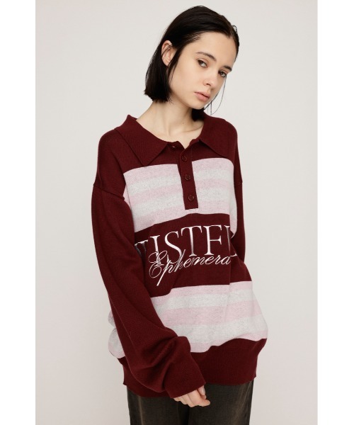 SLY(スライ)の「FRONT LOGO POLO TOPS フロント ロゴ ポロ トップス 秋服 冬服(ポロシャツ・レディース・杢グレー/バーガンディー/ライトブルー・FREE)」の17枚目の写真