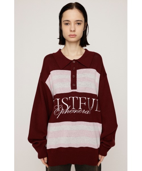 SLY(スライ)の「FRONT LOGO POLO TOPS フロント ロゴ ポロ トップス 秋服 冬服(ポロシャツ・レディース・杢グレー/バーガンディー/ライトブルー・FREE)」の19枚目の写真